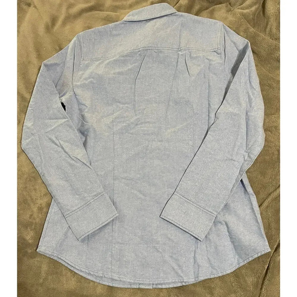 NWT J.Crew Size PS Chambray Long Sleeve Button Up Shirt Blue Women Causal - Picture 3 of 6